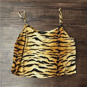 Forever 21 Tiger Print Crop Top - Black and Yellow